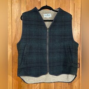 VTG L.L. Bean Dark Plaid Sherpa Lined Vest